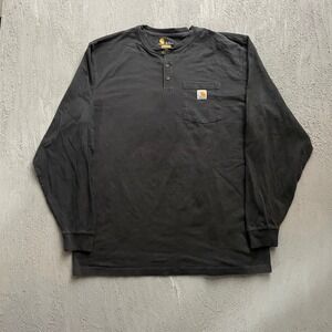 Carhartt henley long sleeve shirt mens XL Black pocket